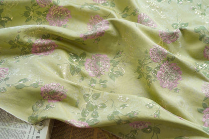 Tissu jacquard brocart à motif floral : style palais rétro, largeur 150 cm (59 po) - Vendu au mètre