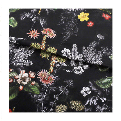 Floral Print Tea Silk Satin Fabric: 55"W Rayon Sewing Material