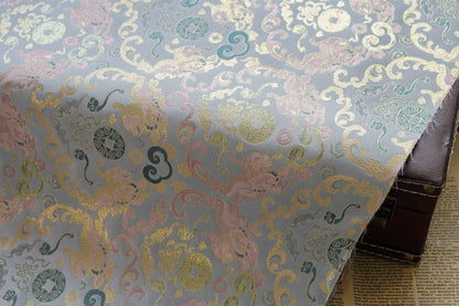 Gold Thread Brocade Fabric: Mongolian Tibetan Style, 59" Wide