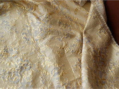 Gold Thread Jacquard Fabric: 3D Oil Painting Texture, 55" Wide