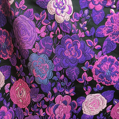 Tissu jacquard brocart à motif floral : style palais rétro, largeur 142 cm