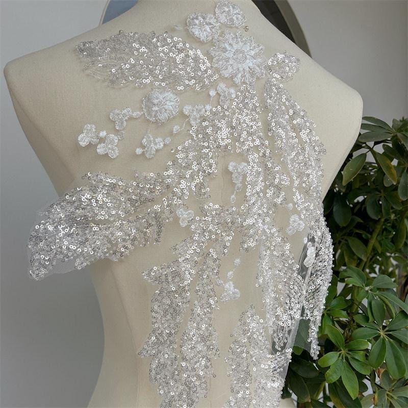Sequin Embroidered Lace Trim: Bridal Wedding Dress Accessory
