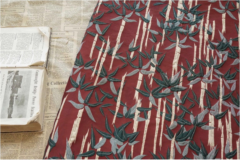 Tissu jacquard en bambou tissé : style peinture à l’huile, 152 cm de large