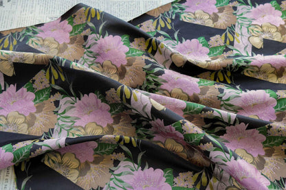 Black Floral Jacquard Brocade Fabric: Romantic Yarn-Dyed Sewing Material, 55"W