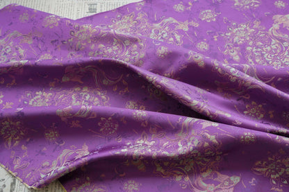 Purple Fish Jacquard Satin Brocade Fabric: Cheongsam Sewing, Home Decor