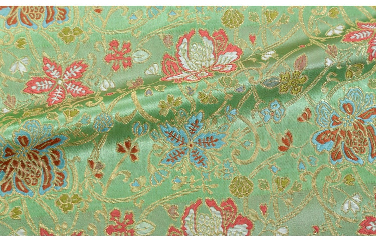 Lotus Silk Brocade Fabric: Traditional Cheongsam Sewing, 27.5"W