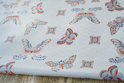 Butterfly Jacquard Fabric: Embossed Foil Rayon Blend, 62"W