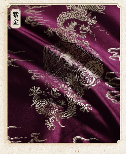Tissu brocart de soie à motif de dragon chinois : 74 cm de large, accessoires de vêtements