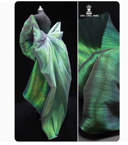 Crinkled Pleated Organza Fabric: 57" Wide Stiff Texture