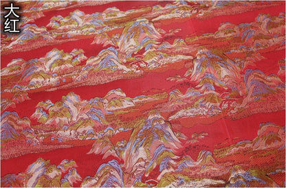 Chinese Silk Brocade Fabric: Ancient Paintings Pattern, 55" Wide