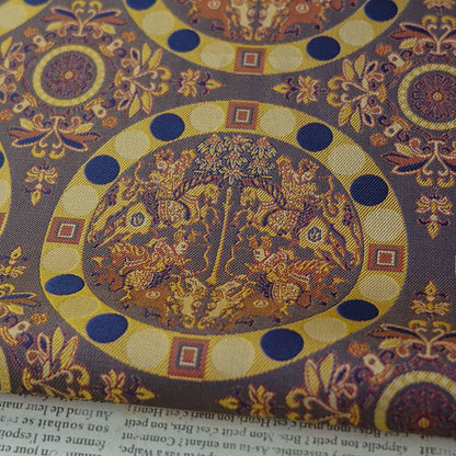 Gold Brocade Jacquard Fabric: Retro Palace Style Damask, 58" Wide