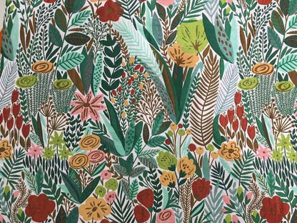 Tissu jacquard à motif floral : mélange de rayonne et de polyester teint en fil, 137 cm de large