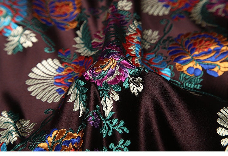 Floral Silk Brocade Fabric: 29.5" Wide, Upholstery & Sewing - By The Meter