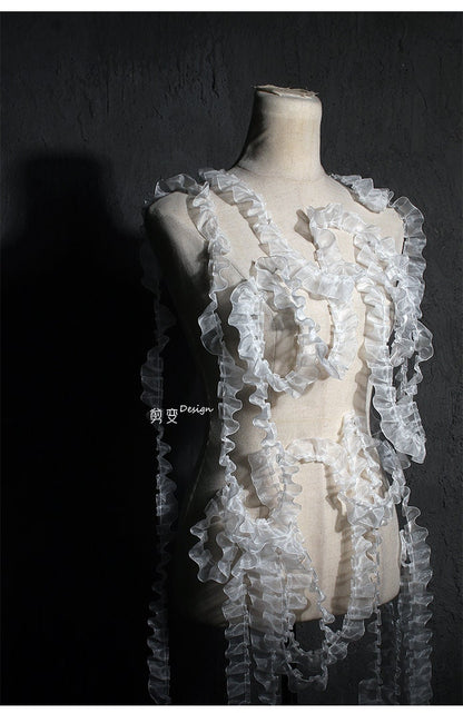 Pleated Tulle Lace Fabric: 1.2" Ruffle Trim, Doll & Wedding Decor