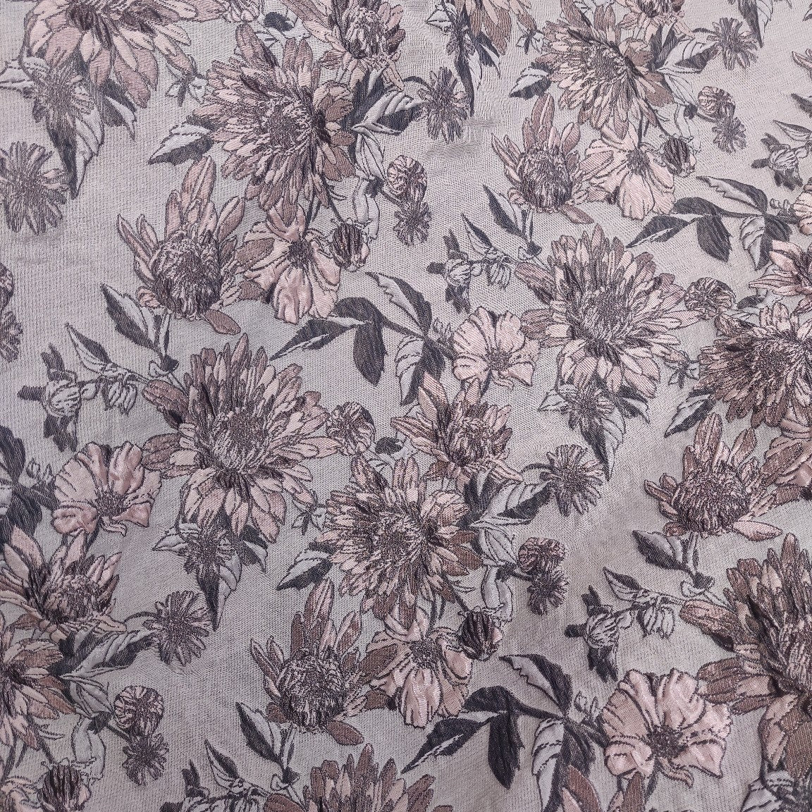 Reversible Floral Jacquard Fabric: 3D Embossed Upholstery, Costume, Sewing (61"W By 1 yard)