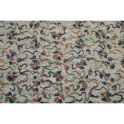 Tissu peluche à fleurs 3D : polyester tricoté de couleur contrastée, 140 cm de large