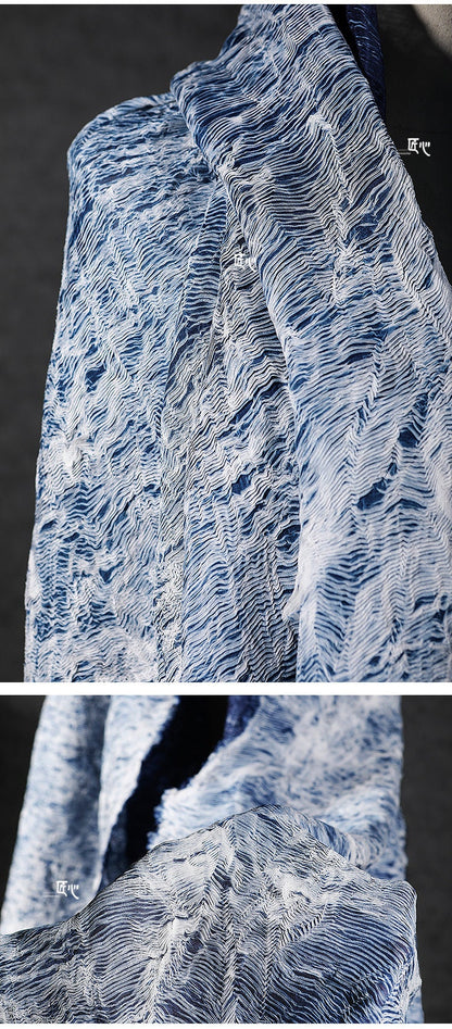 Tissu en maille de nylon plissée à texture 3D, drapé créatif, 140 cm de large
