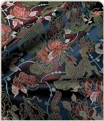 Kirin Peony Brocade Fabric | Chinese Style Jacquard, 56"W