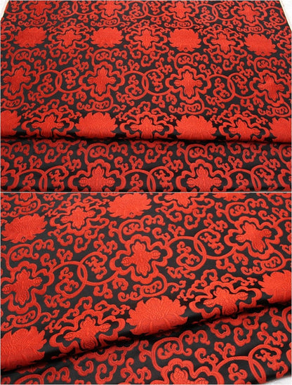 Chinese Medallion Brocade Fabric: Silk Rayon Blend, 29.5" Wide
