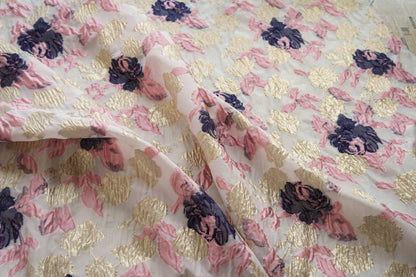 Gold Thread Jacquard Fabric: 53"W Retro Palace Damask - By The Meter