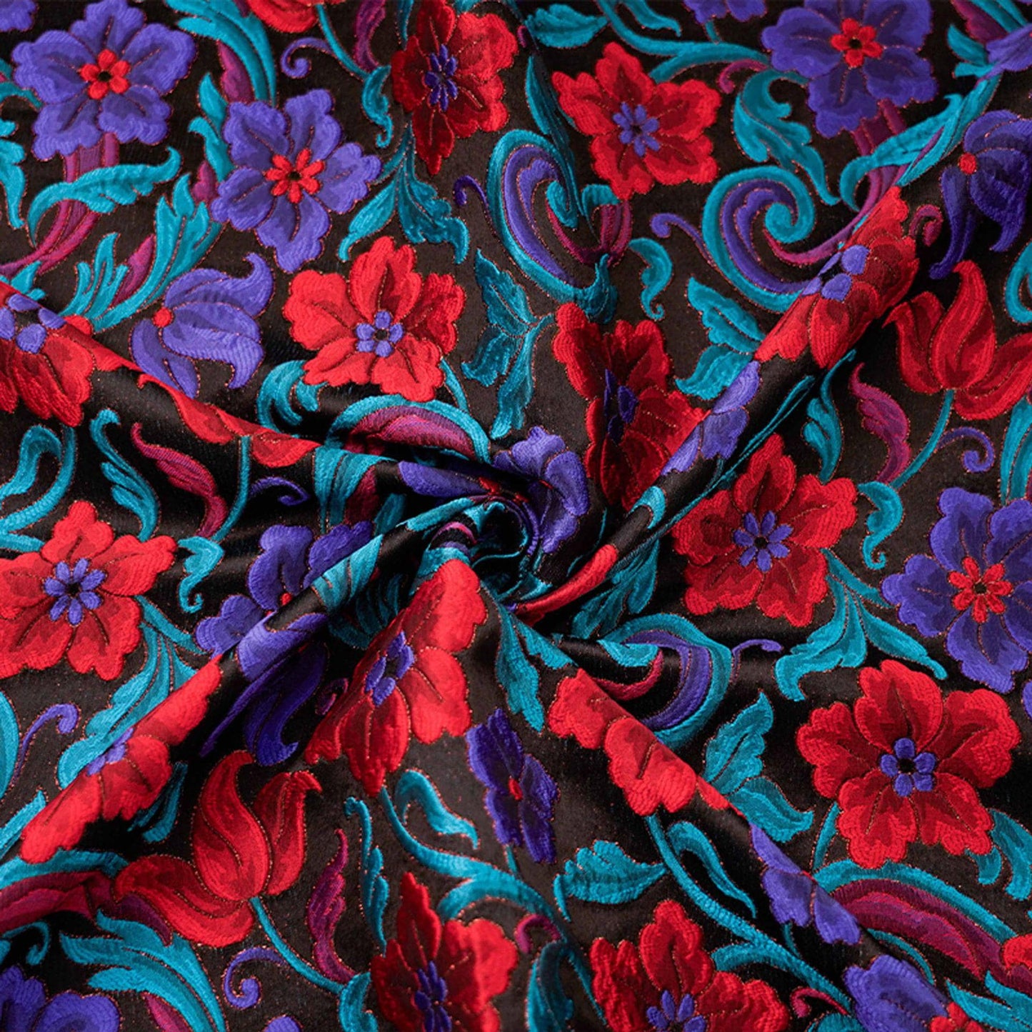 Floral Lurex Jacquard Fabric: 3D Flower Pattern, 62" Wide By 1 Meter