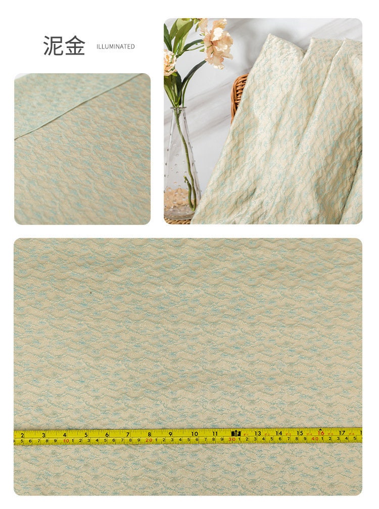 Japanese Pine Needle Brocade Fabric: Red Silk Rayon Damask (59" W)