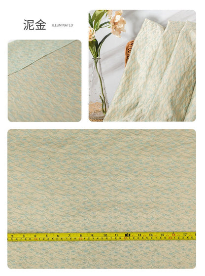 Japanese Pine Needle Brocade Fabric: Red Silk Rayon Damask (59" W)