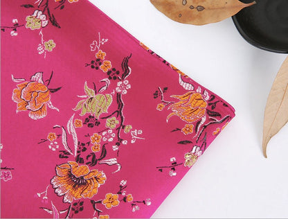 Floral Brocade Fabric: Silk Rayon Jacquard Damask, 35" Wide