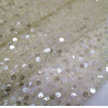 Gradient Sequin Lace Fabric: Colorful Beaded Symphony, 49"W