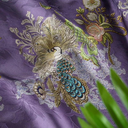 Purple Peacock Tea Silk Satin Fabric - 58"W Upholstery & Costume