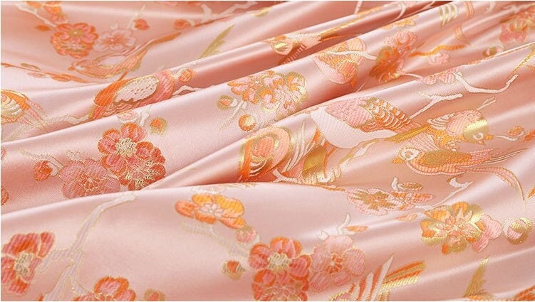 Bird Pattern Rayon Brocade Fabric: 57"W Cheongsam Costume Material