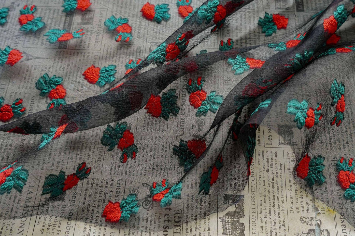 Embossed Organza Jacquard Fabric: 3D Texture Dress Sewing Material, 59" Wide