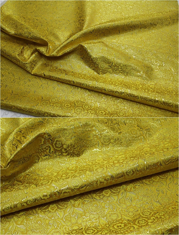 Metallic Paisley Brocade Fabric: Chinese Jacquard, 29.5" Wide