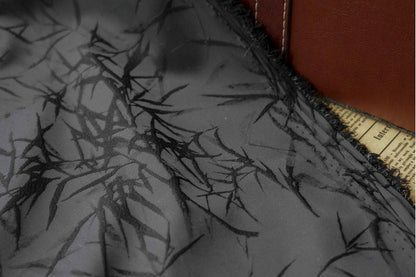 Black Bamboo Damask Brocade Fabric: 55"W Polyester Rayon Blend