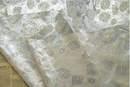Reversible Floral Jacquard Fabric: Gold Thread Embossed Weave, 65" Wide