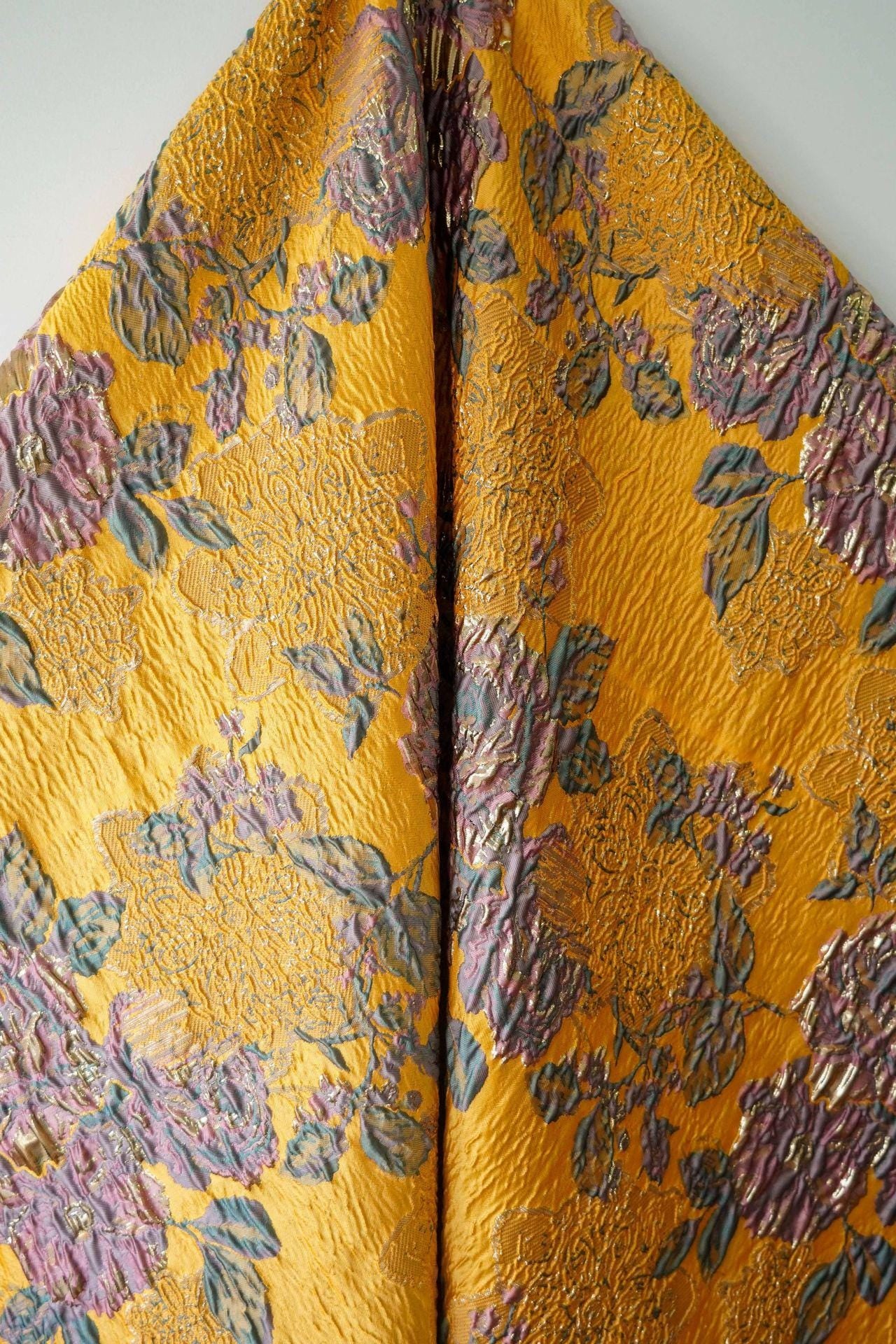 Gold Thread Floral Jacquard Fabric: 53" Wide, Upholstery & Costume