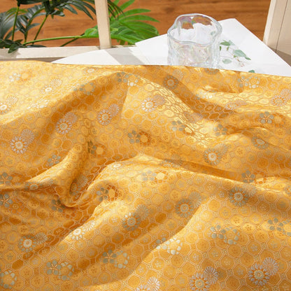 59"W Silk Brocade Fabric: Floral Sewing Material