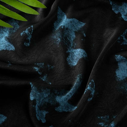 Blue Butterfly Tea Silk Satin Fabric: 58"W Rayon Blend