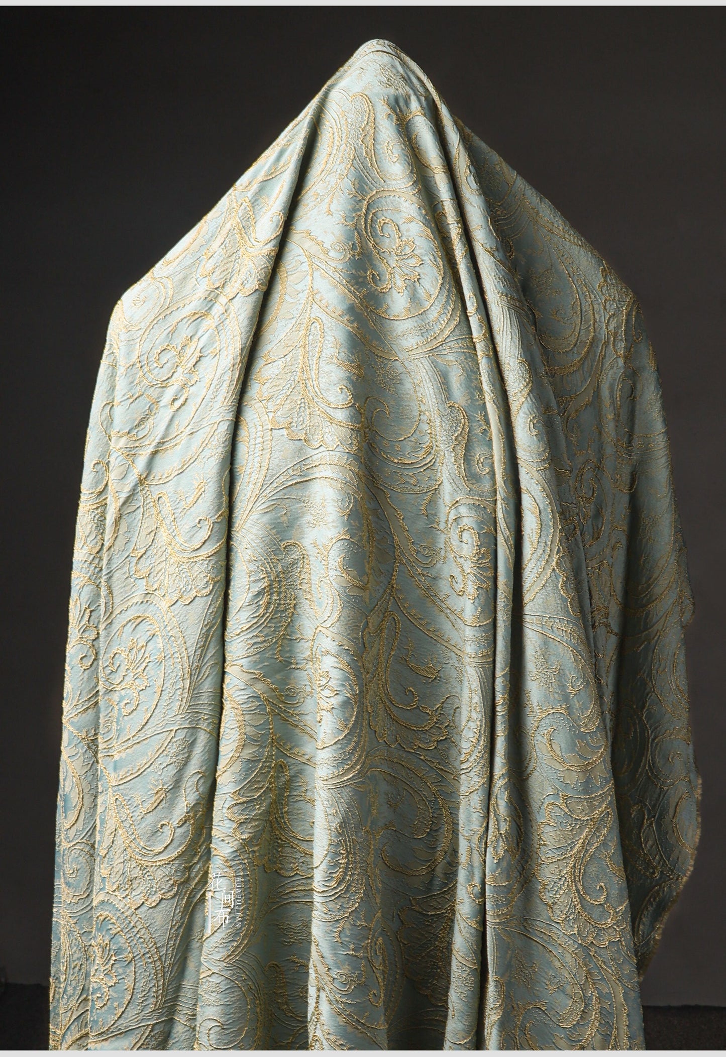Gold Jacquard Fabric: 56" Wide Cotton Linen Blend, By The Meter