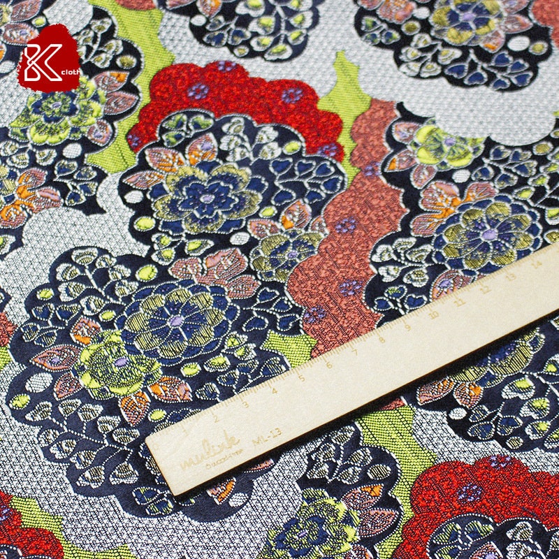 Nishijin Floral Kinran Fabric: Japanese Silk Brocade Damask - By The Meter
