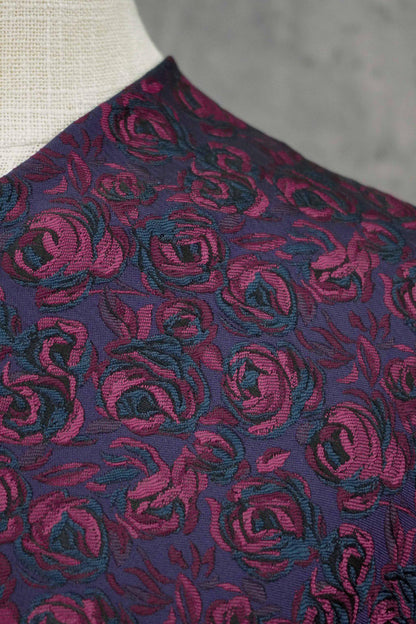 Tissu jacquard à motif de roses en relief : tissu d’ameublement vintage, 160 cm de large