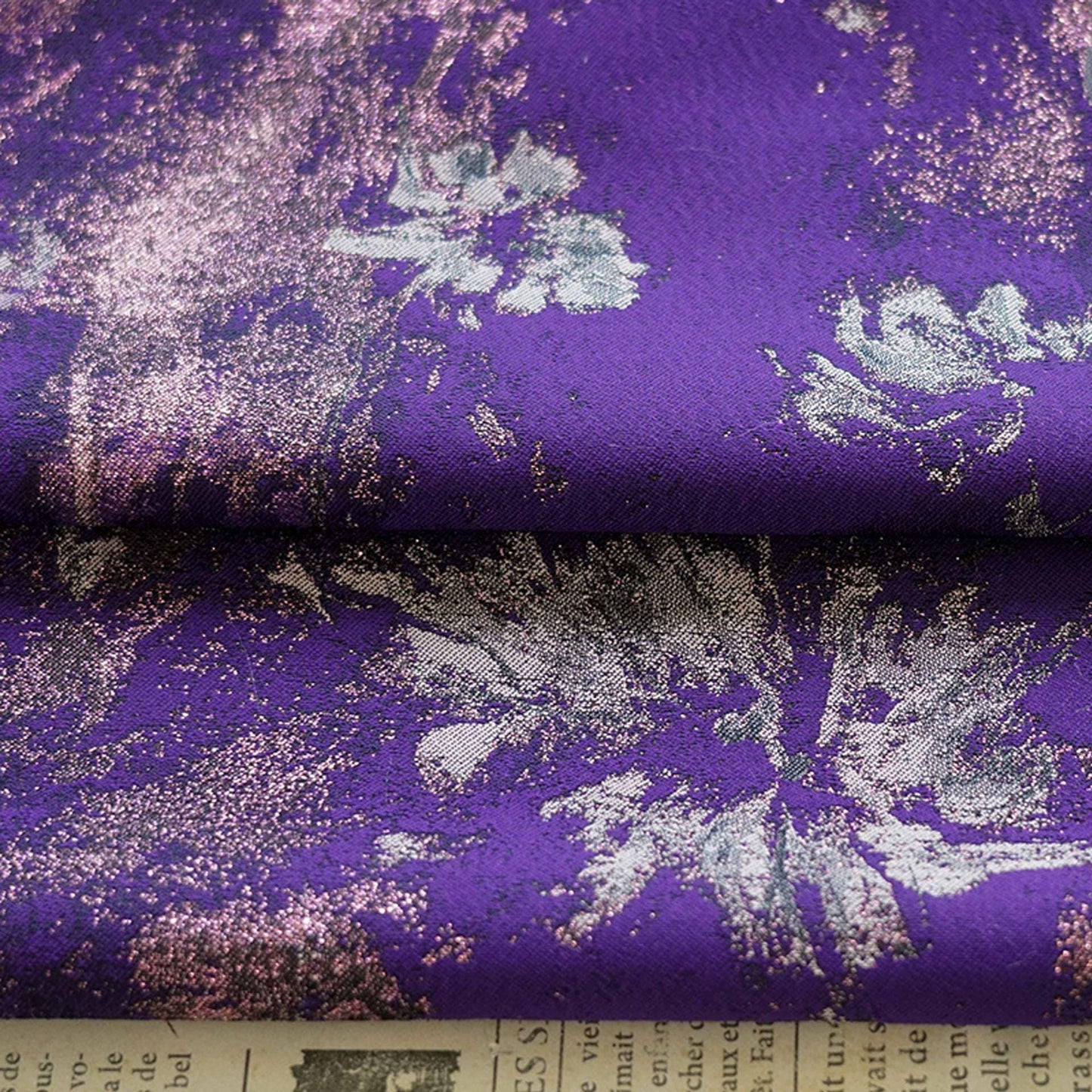 Purple Gold 3D Jacquard Fabric: Embossed Woven Upholstery, Sewing DIY - 65"W