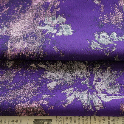Purple Gold 3D Jacquard Fabric: Embossed Woven Upholstery, Sewing DIY - 65"W