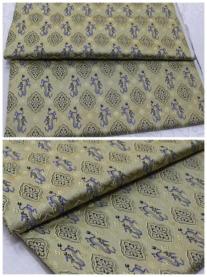Flying Dragon Brocade Fabric: Chinese Emperor Robe Silk Blend (29.5"W)