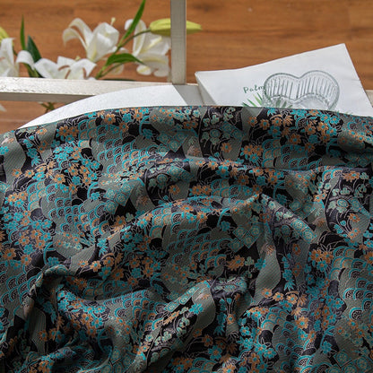 Tissu brocart de soie à motif floral : 57 po de largeur, pour ameublement de cheongsam