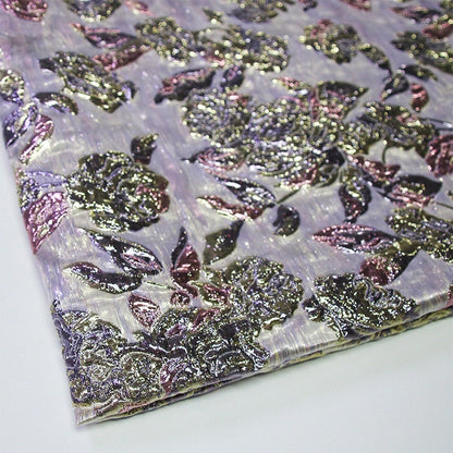 Metallic Embossed Floral Jacquard Fabric - 56"W Shimmering Gold Thread