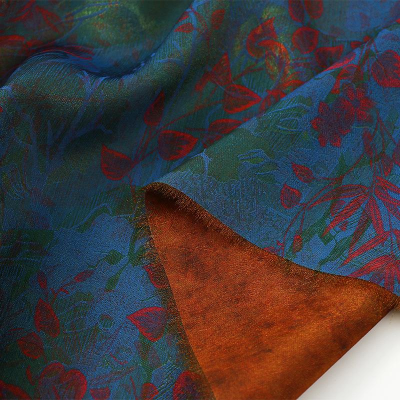 Blue Floral River Print Fabric, Viscose Nylon Blend, 59" Wide