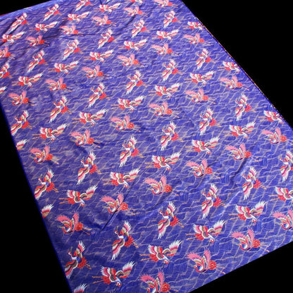 Crane Pattern Jacquard Satin Fabric: 58"W Rayon Brocade by the Meter