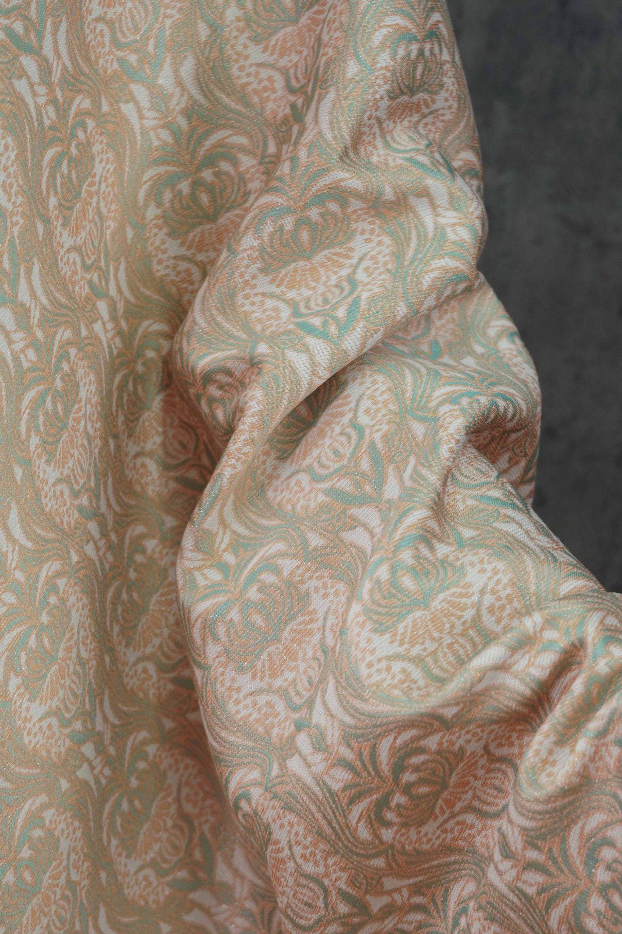 Gold Vine Jacquard Fabric: Luxury Upholstery & Drapery - 55"W