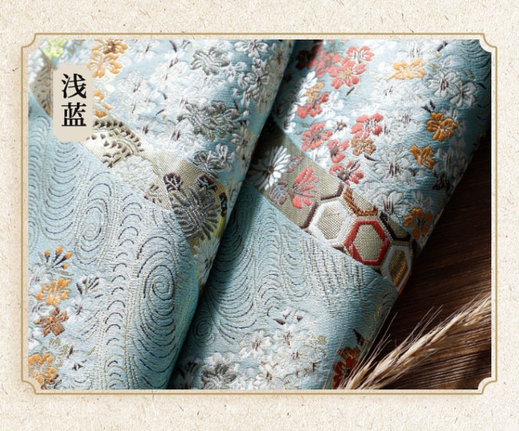 Cherry Blossom Jacquard Brocade Fabric: Silk Rayon Kimono Sewing (29.5" Width)